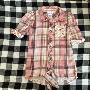 Pink Plaid Button-Up Shirt